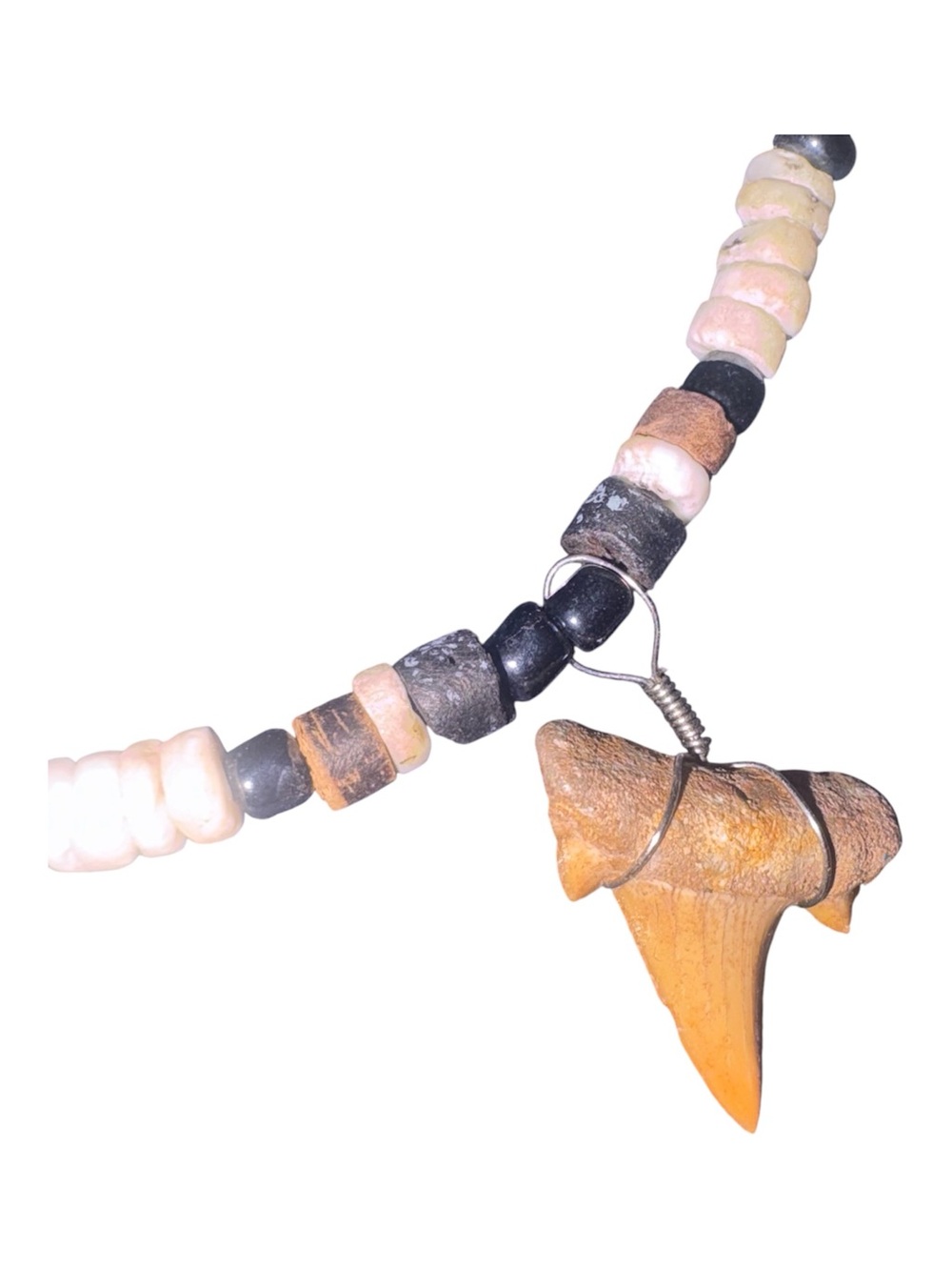 Hurley Beaded Necklace with Orange Shark Tooth Pendant